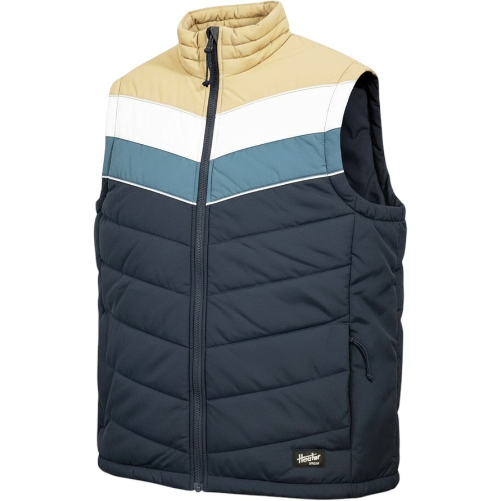 Howler Bros Puffer Vest Mens Medium Blue Tan White Quilted Primaloft Retro